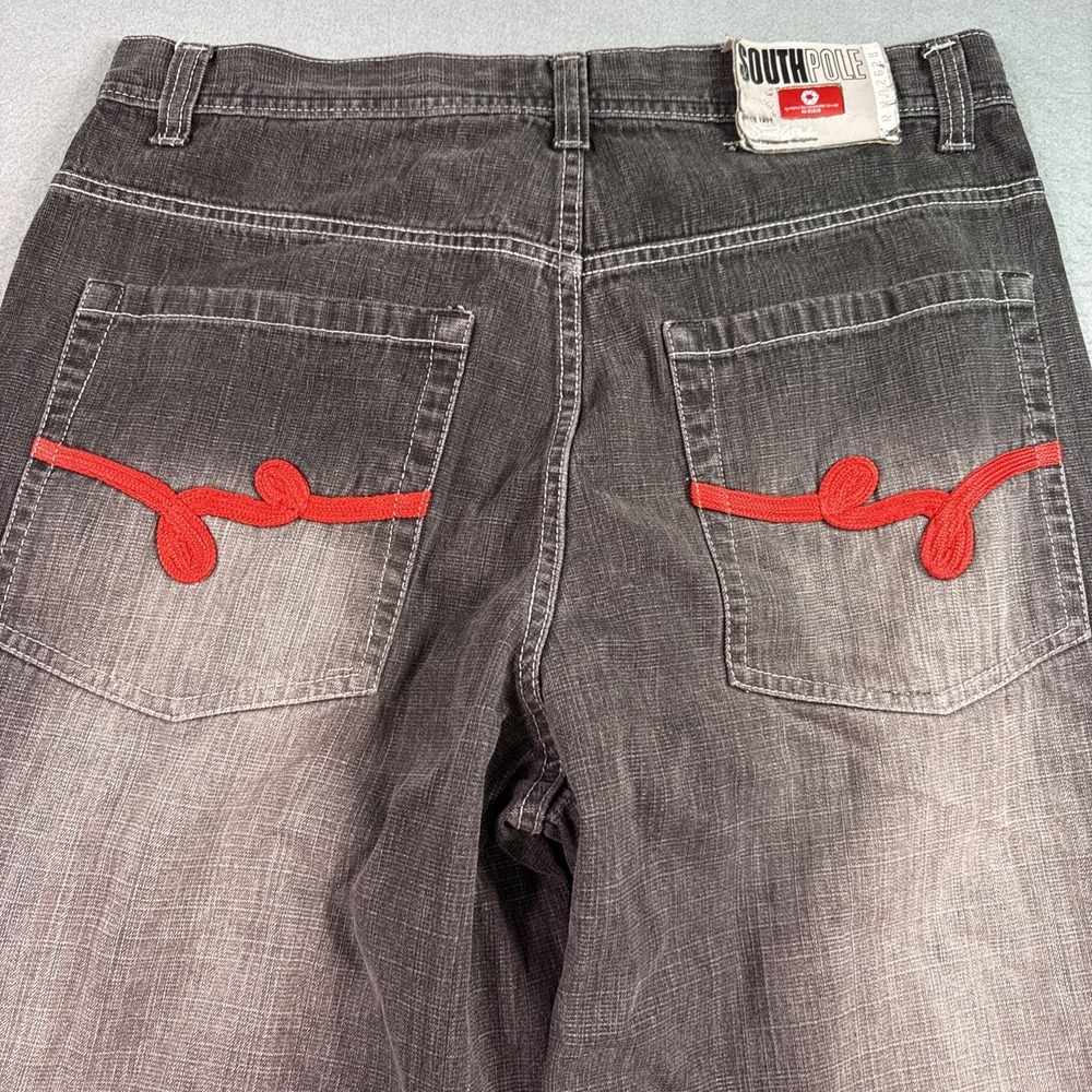 Vintage Southpole Jeans Mens 36x30 Black Baggy Y2K Grunge Red Tab Hip Hop 2000s - Picture 9 of 11